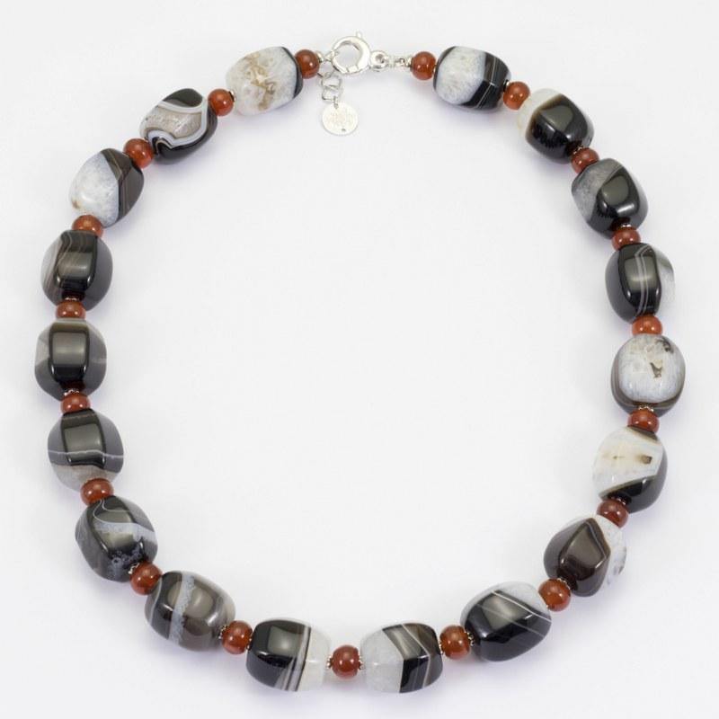 Collana in Argento con Agata Variegata e Corniola | Via Condotti Store