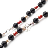 collana in pietre dure e argento con onice, perle e corallo - via condotti store
