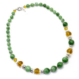 Collana con giada verde, quarzo citrino e perle in argento 925 - via condotti store