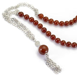 collana lunga in corniola naturale con catena in argento 925 rodiato - via condotti store
