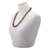 Collana con quarzo fumè e corniola in argento 925 placcato oro su manichino - via condotti store