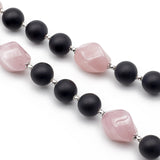collana in pietre dure e argento con onice opaco e quarzo rosa - via condotti store