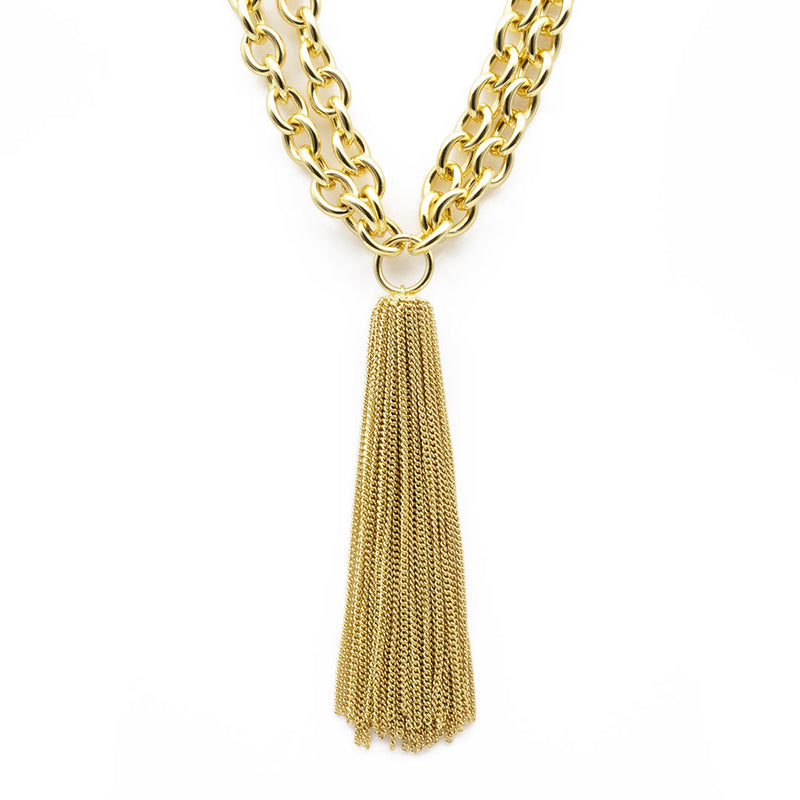 collana da donna placcata oro con catena a maglia massiccia e nappina pendente francesca bianchi design - via condotti store