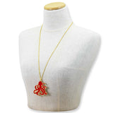 collana francesca bianchi design da donna con catena e pendente polpo rosso in bronzo placcato oro  - via condotti store