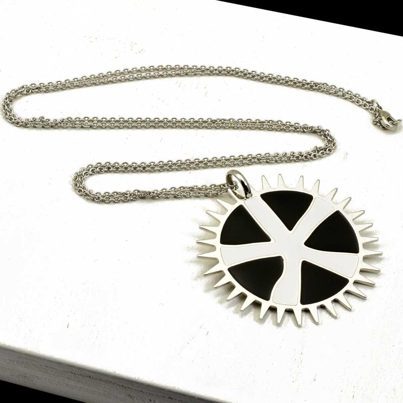 collana Francesca Bianchi Design da donna con catena e pendente riccio bianco e nero in bronzo rodiato  - Via Condotti Store