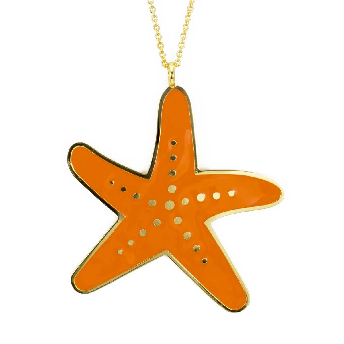 collana Francesca Bianchi Design da donna con catena e stella marina arancione in bronzo placcato oro  - Via Condotti Store