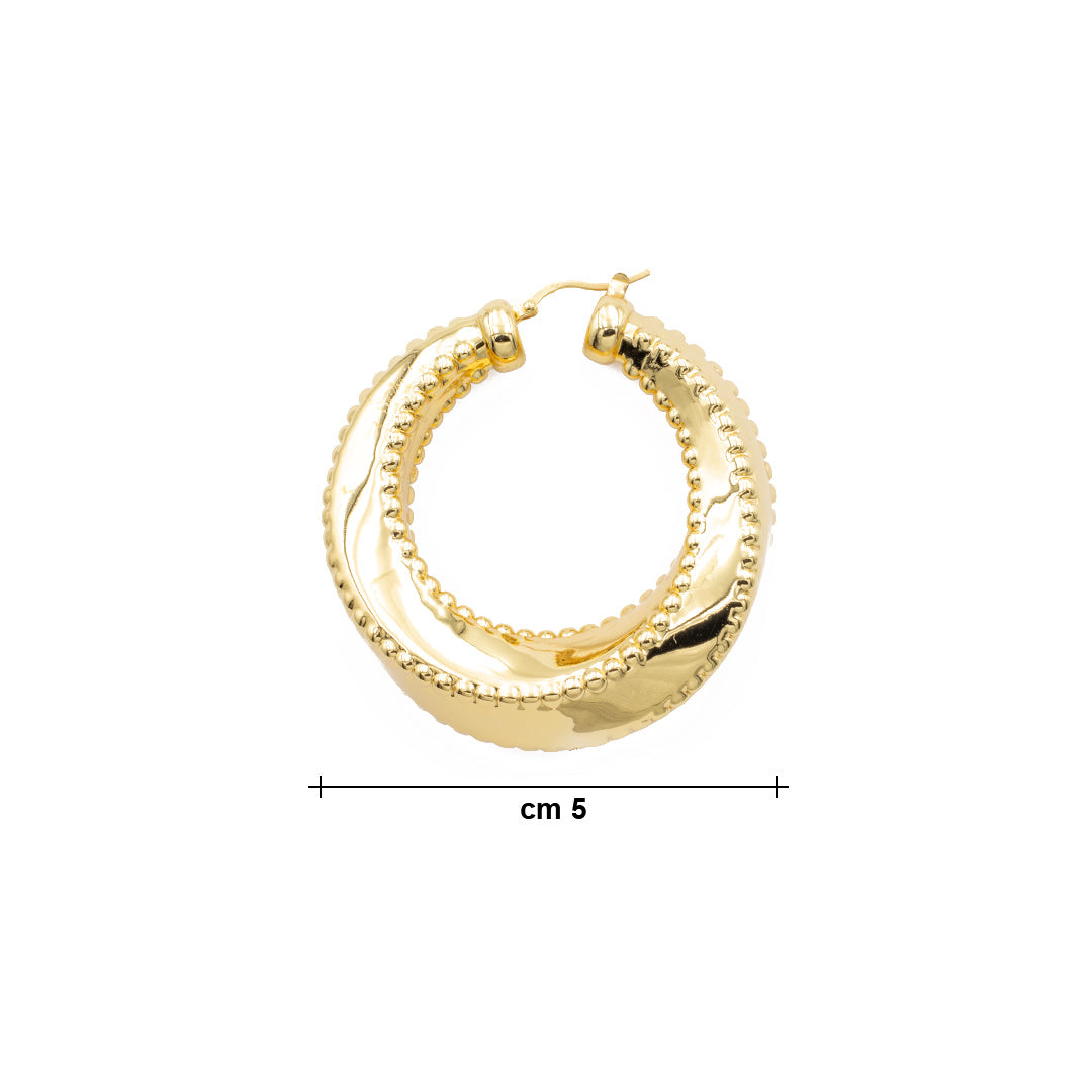 misura del diametro di 5 centimetri orecchini a cerchio ritorti francesca bianchi design placcati oro - via condotti store