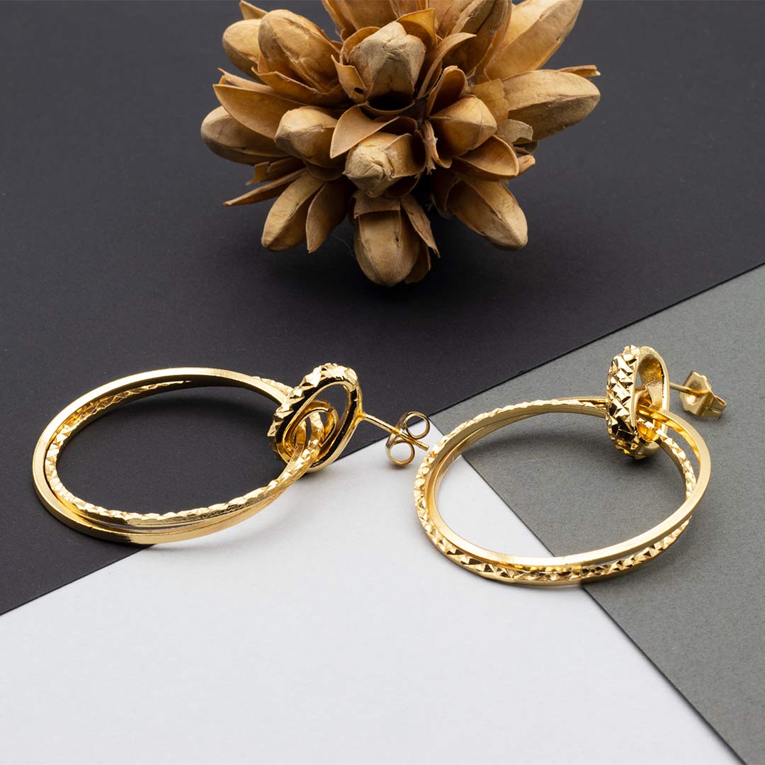 orecchini a doppio cerchio diamantati francesca bianchi design placcati oro giallo - via condotti store