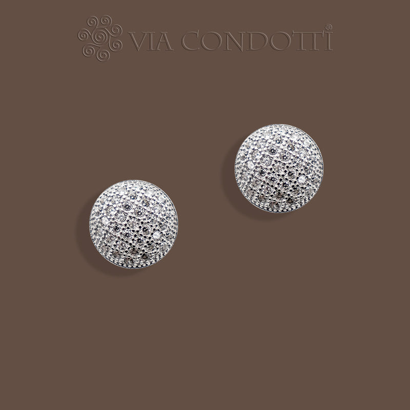 orecchini a lobo tappabuchi mezza sfera con argento e zirconi - via condotti store