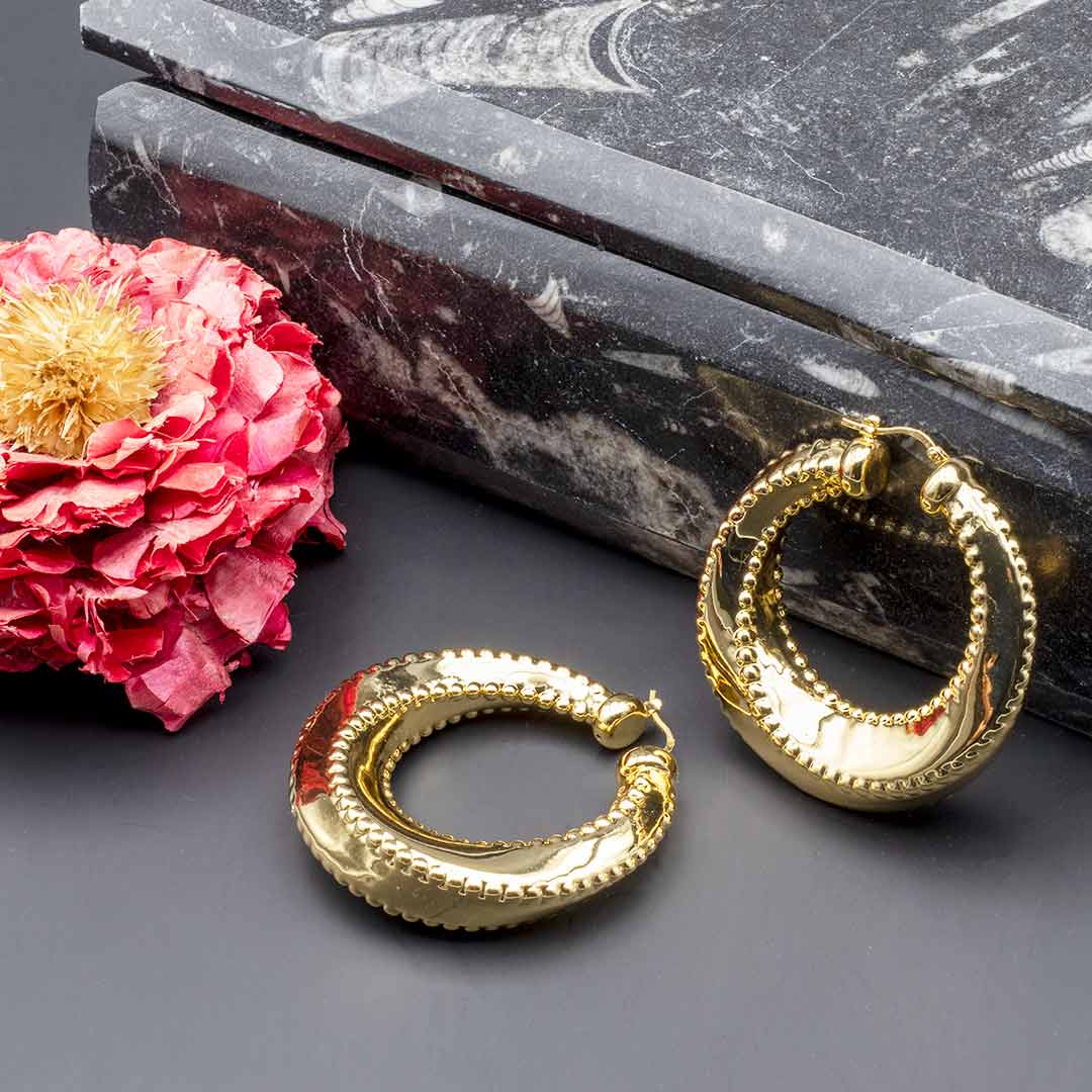 Orecchini a cerchio ritorti francesca bianchi design placcati oro giallo - via condotti store