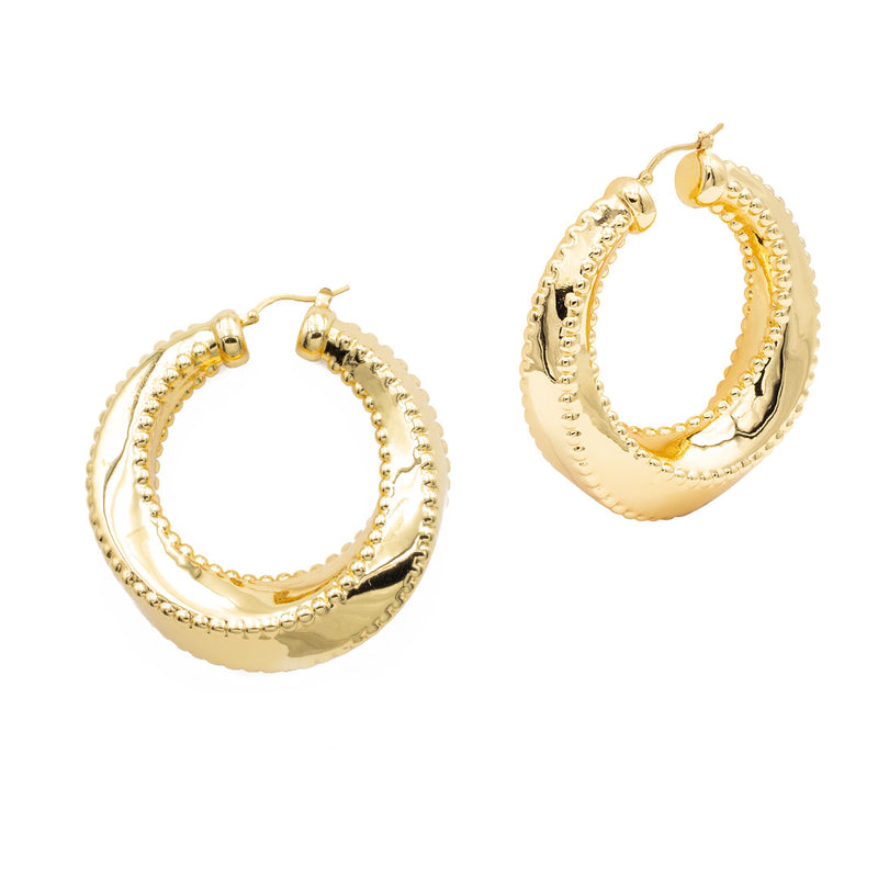 Orecchini a cerchio ritorti francesca bianchi design placcati oro - via condotti store