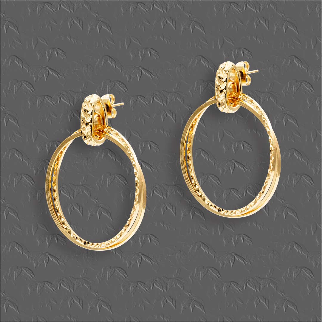 orecchini a doppio cerchio diamantati francesca bianchi design placcati oro - via condotti store