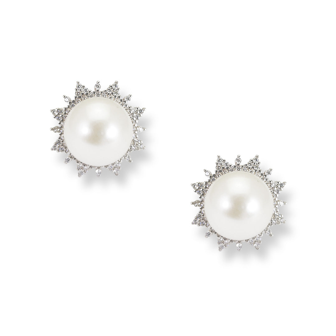 orecchini eleganti in argento perle e zirconi bianchi - via condotti store