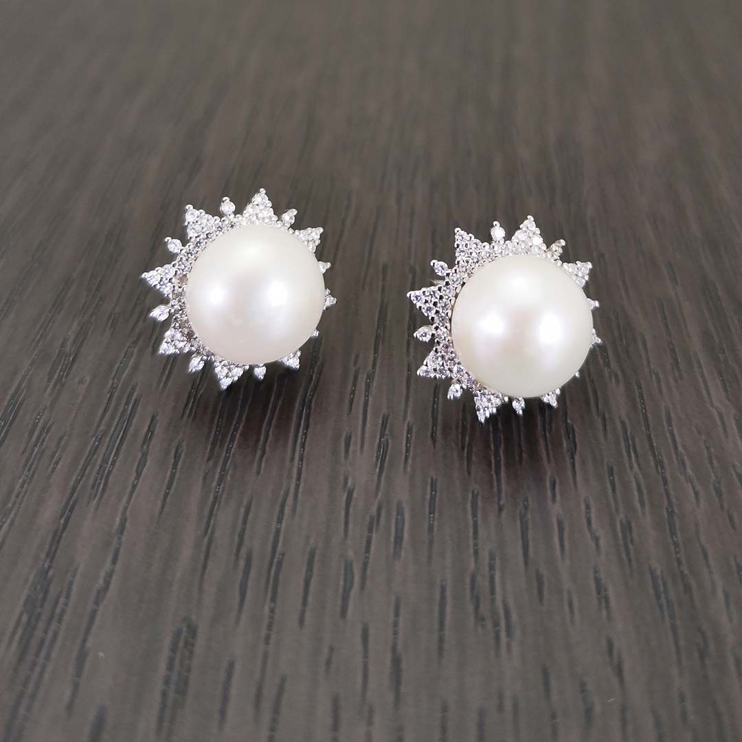 orecchini classici in argento perle e zirconi bianchi - via condotti store