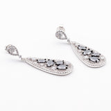 orecchini pendenti a goccia in argento 925 rodiato e zirconi bianchi e neri - via condotti store