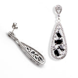 orecchini pendenti a goccia in argento 925 e zirconi bianchi e neri - via condotti store