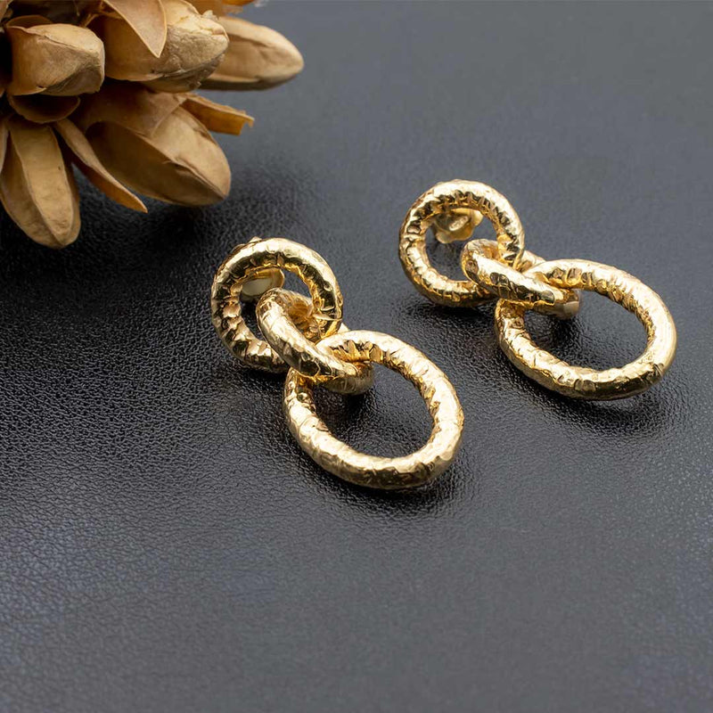 orecchini pendenti a catena vuota in argento placcati oro - via condotti store