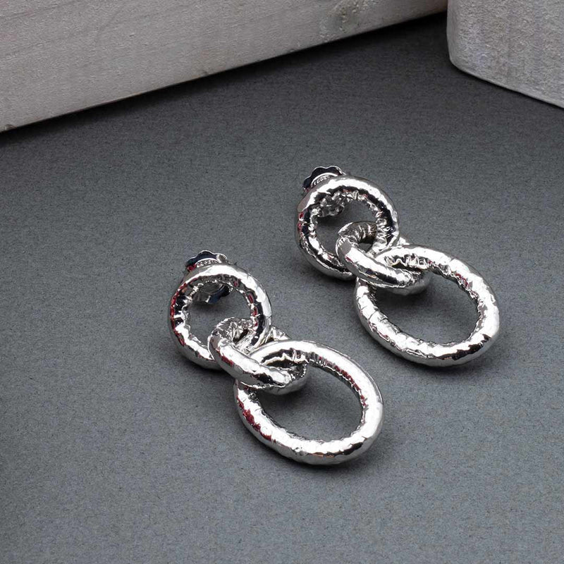 orecchini pendenti a catena vuota in argento rodiati - via condotti store