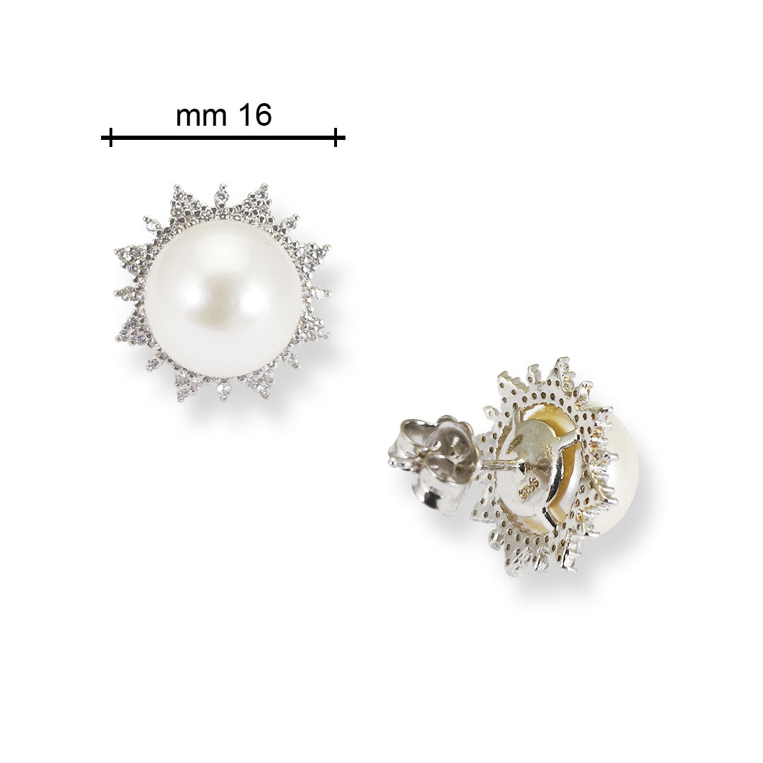orecchini eleganti in argento perle e zirconi bianchi - via condotti store