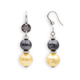 profilo degli orecchini pendenti in perle grigie e dorate con argento 925 - via condotti store