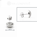 misura 9 mm e profilo orecchini a lobo tappabuchi mezza sfera in argento e zirconi - via condotti store