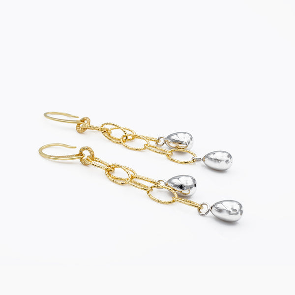 orecchini pendenti con gocce in argento 925 rodiati e placcati oro - via condotti store