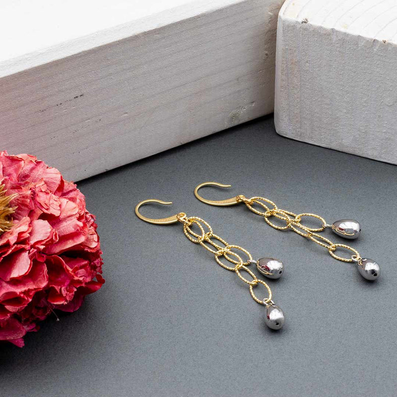 orecchini pendenti in argento 925 rodiati e placcati oro - via condotti store