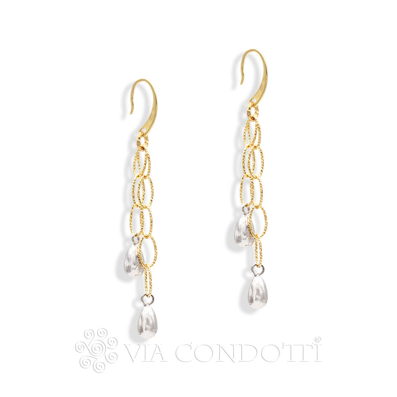 orecchini pendenti con gocce in argento 925 bicolore - via condotti store