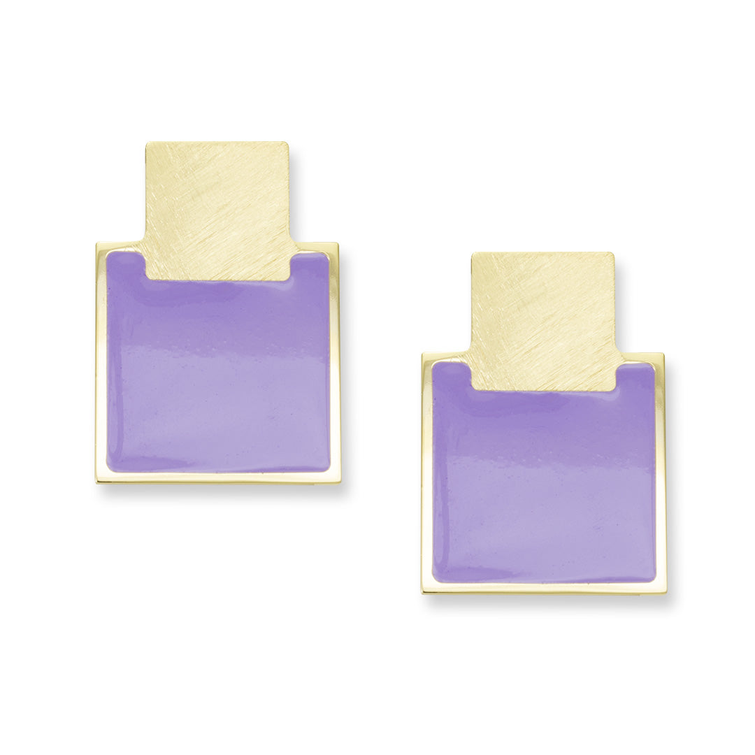 orecchini smaltati francesca bianchi design forma quadrato lilla - via condotti store
