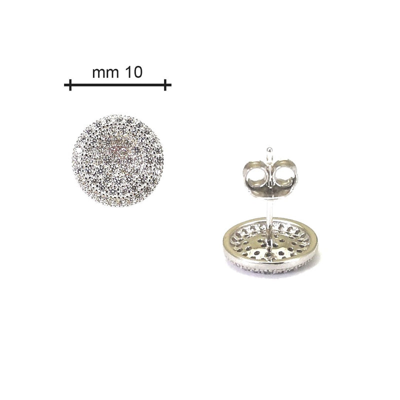 orecchini tappabuchi rotondi in argento e zirconi - via condotti store