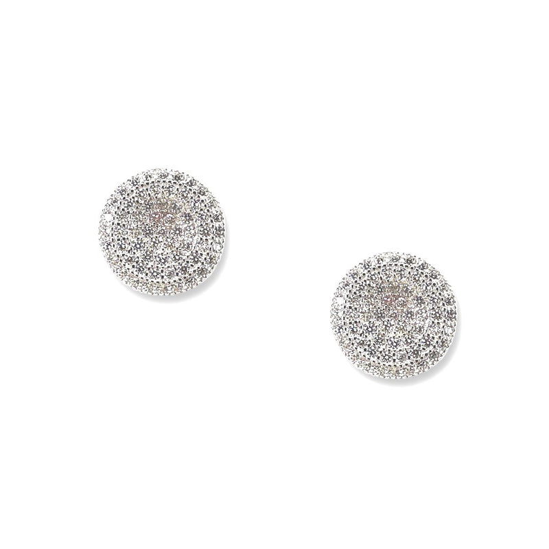 orecchini tappabuchi rotondi in argento e zirconi - via condotti store