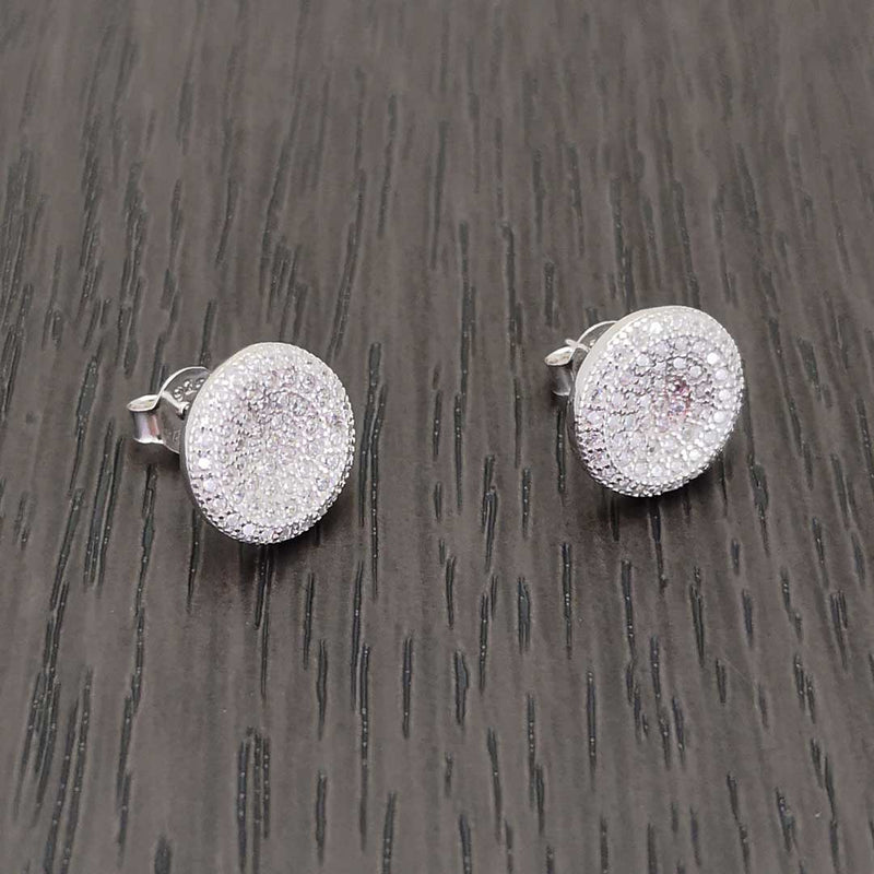 orecchini tappabuchi rotondi in argento e zirconi - via condotti store